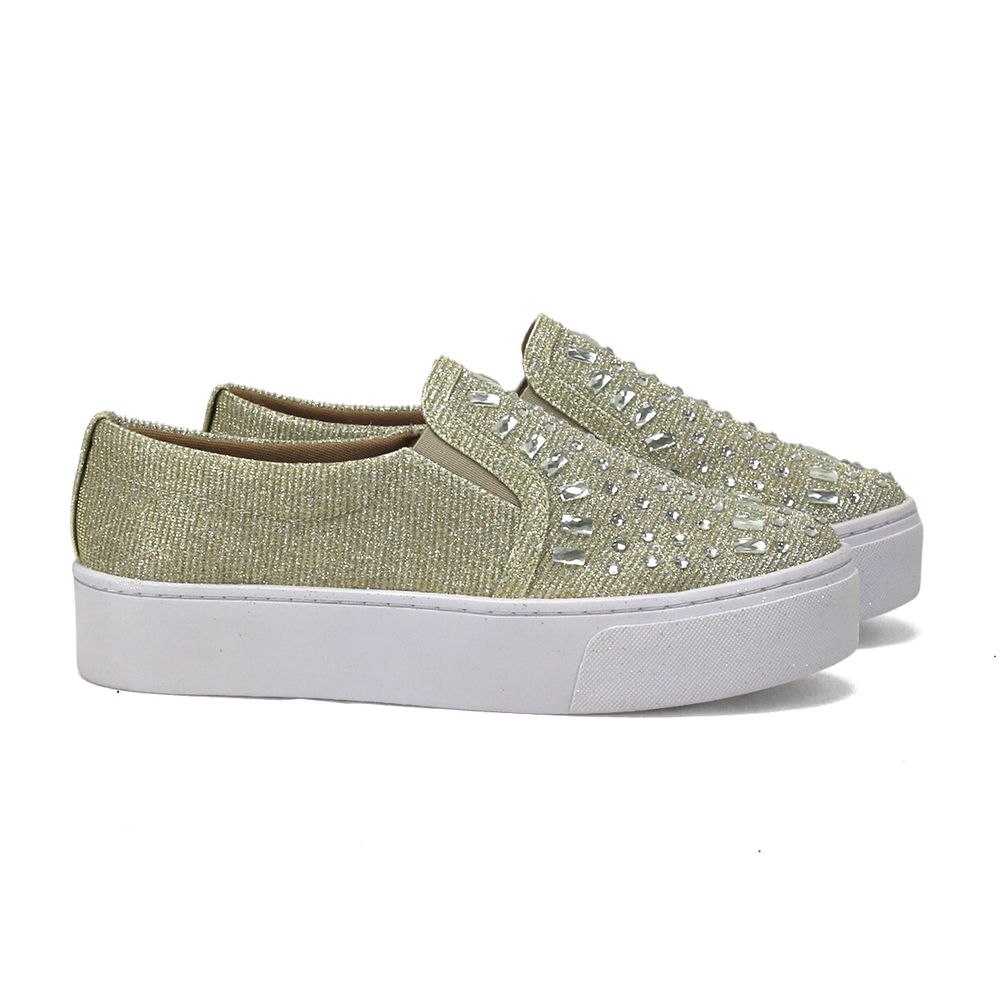 Tênis Slip Slip On Feminino Com Pedraria Tênis Slip Slip Com