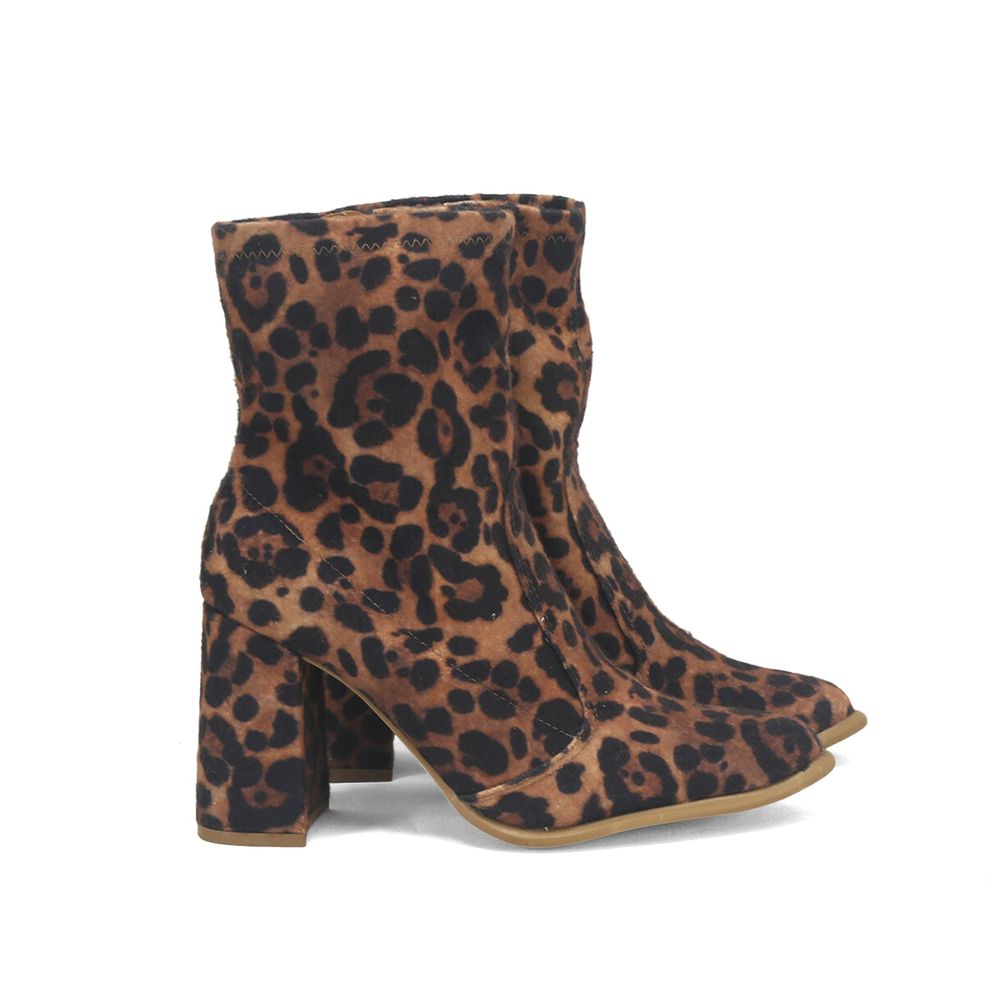 Bota cano sales curto animal print